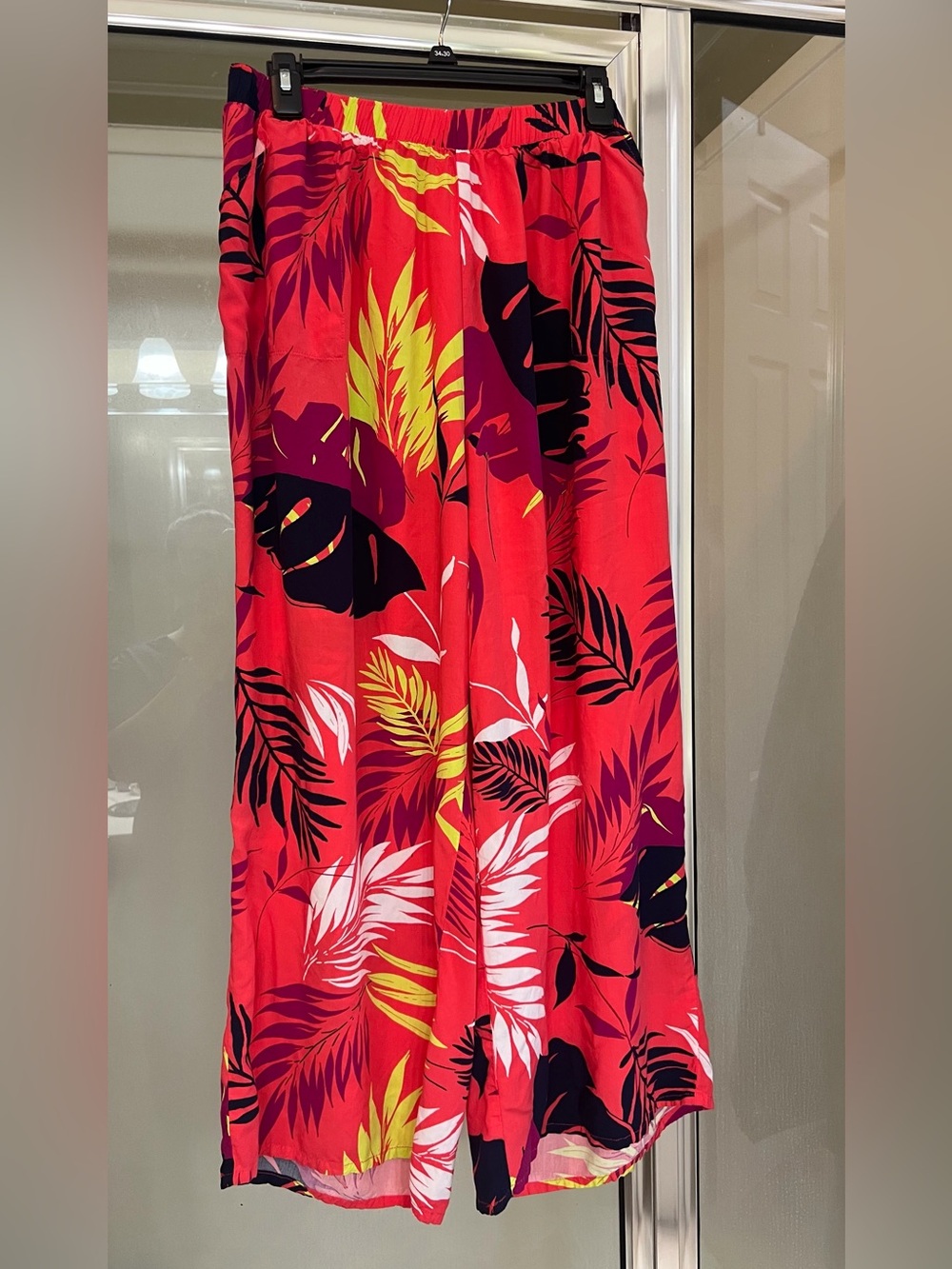 Tropical Red Floral Wide Leg Pants